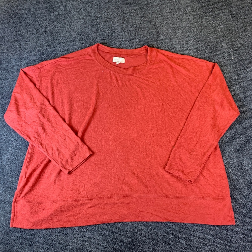 Lucky Brand Pullover Top Womens XL Orange Excellent Relaxed Knit Long Sleeve